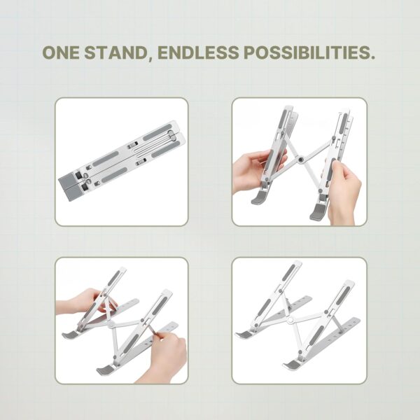 Laptop Stand, Height-Adjustable, Foldable, Portable, Ventilated - Image 3