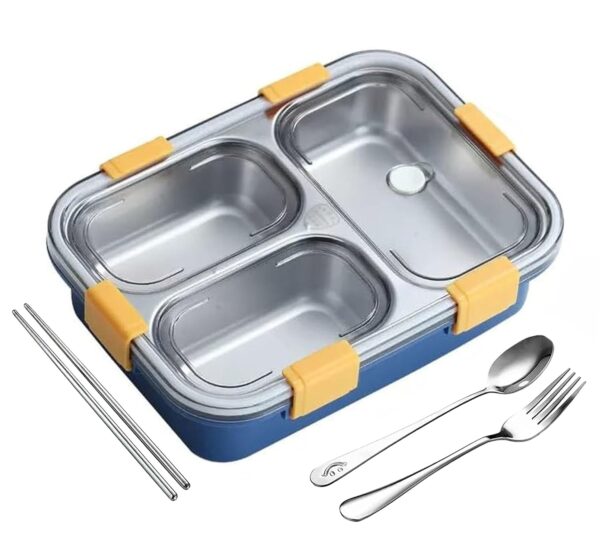 3 Compartment Stainless Steel Lunch Box Sealed Leakage Container for School Kids and Adults